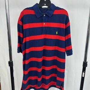 Polo by Ralph Lauren Men's Blue and Red Polo Shirt